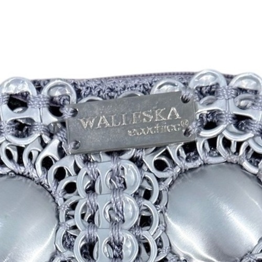 Walleska Ecochicc Silver Soda Tab Boombox Crochet Wristlet Clutch Bag Brazil - Picture 2 of 12